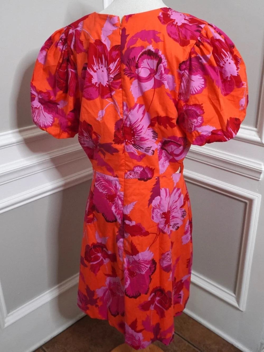 Scoop Women's Cut Out Midi Dress with Puff Sleeves, Size XL - Picture 4 of 6